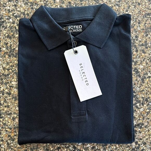 NEW Selected Homme Men's Black Polo Shirt - Picture 9 of 9